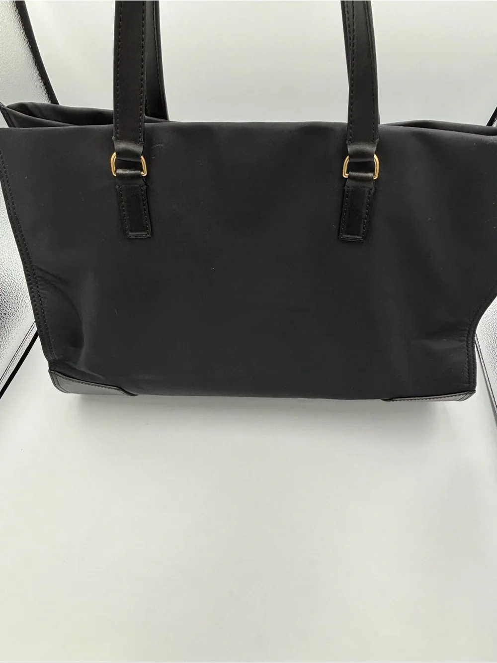 Tory Burch Black Nylon Tote with Gold Hardware